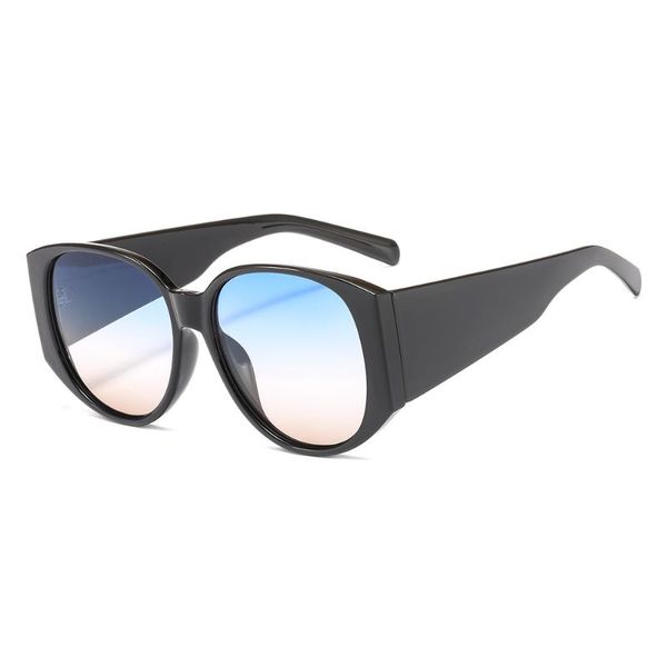 

sunglasses 2021 trend classic europe wide mirror round frame retro fashion gradient plastic material lenses uv400 google eyewear, White;black