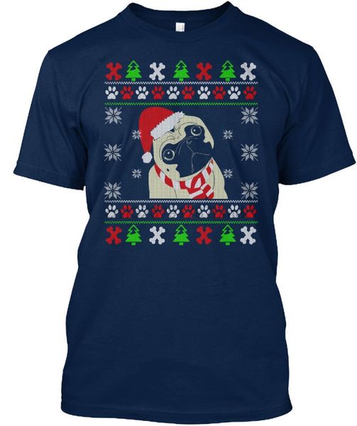 

new 2018 fashion t shirt summer style funny pug ugly christmas sweater standard short sleeve