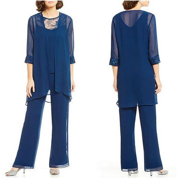 

new arriavl 3 pcs mother of the bride pants suit chiffon wedding guest gowns short sleeves women formal evening party dress plus size, Black;red