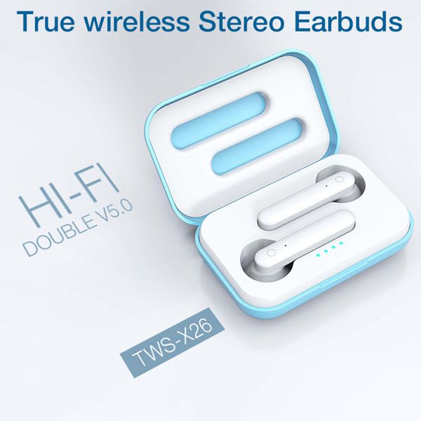 

x26 wireless bluetooth headset v5.0 earphone working time 4 hours touch in-ear stereo headphones mini earbuds with charging case