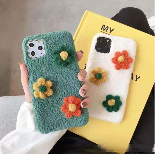 

new cutely plush flowers tpu case for iphone11 pro xs max 8 7 6s plus glossy cover