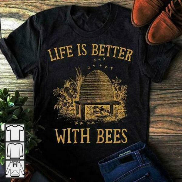 

life is better with bees men t-shirt cotton s-3xl loose fit tee shirt