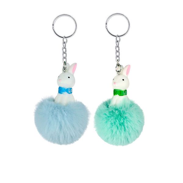 

resin owl hedgehog key ring hair ball pendant creative gift animal pompon accessories luggage pendant, Silver