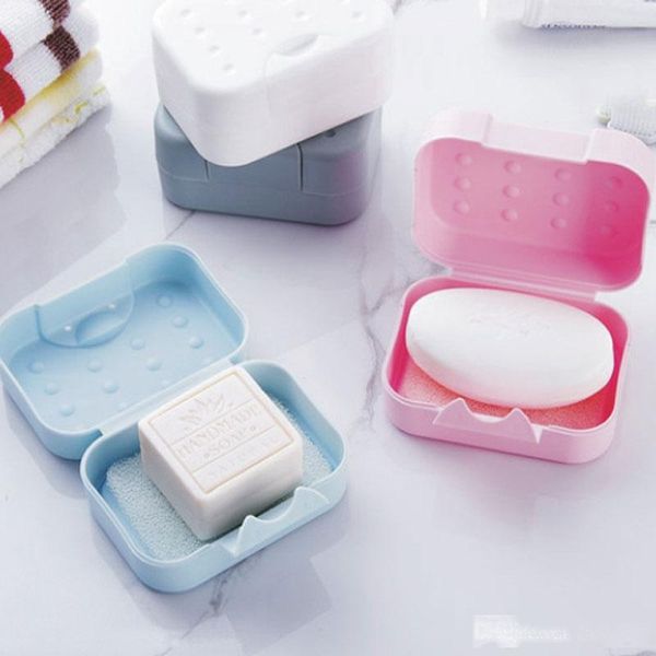 

new candy color practical travel lock seal soap dishes creative portable toilet soap boxes with lid holder sealing household