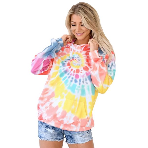 

2020 plus size multicolor tie dye long sleeve hoodie sudaderas winter clothes women oversized sweatshirt bluza damska 2xl, Black