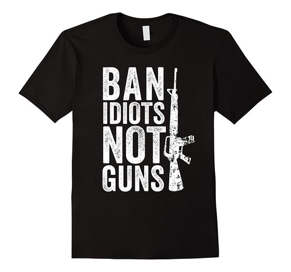 

2019 100% cotton gun lover gift t-shirt - ban idiots not guns - 2nd amendment summer style tee shirt