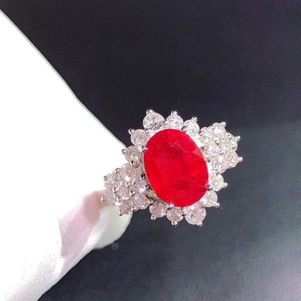 

h730 natural 2.12ct red ruby ring diamonds jewelry anniversary female's rings for women's fine rings, Golden;silver