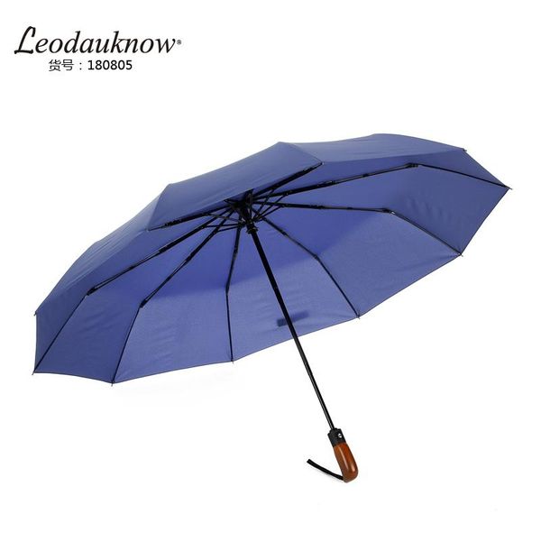 

leodauknow fully matic three folding luxury car business elite wooden handle windproof mens sunny and rainy umbrella. bbymvs lipper