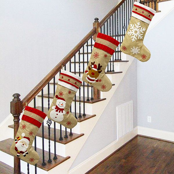 

christmas decorations 80pcs/lot santa socks reindeer stockings claus snowman stocking merry xmas fireplace decor kids gift