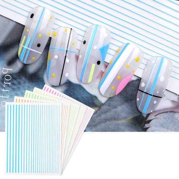 

1 sheet 3d fluorescent nail sticker striping tape lines design adhesive curve stripe tap diy manicure nail art decorations, Black