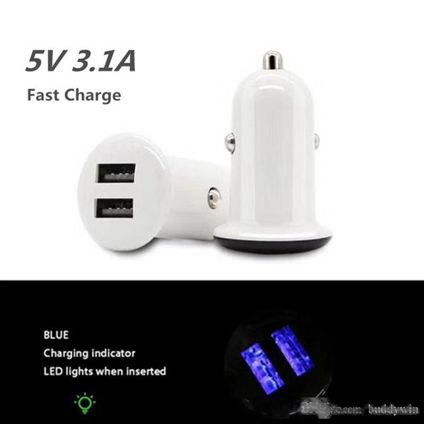 

dual usb car charger 5v 3.1a mini fast car charging adapter with led indicator for iphone 8 7 samsung tablet pc mp3
