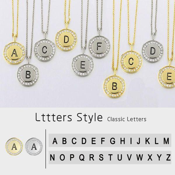 

a-z 26 initials pendant letter necklace for women men zircon gold color alphabet charm clavicle chain jewelry kbn083, Silver