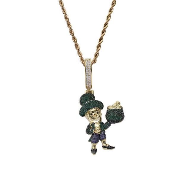 

cz figure money bag in color necklace & pendant bling bling men and women rock jewelry cn216, Silver