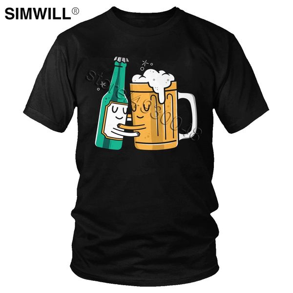 

trendy funny beer hug t-shirt men casual cotton tees crew neck short sleeved love alcohol t shirt oversized graphic tshirt