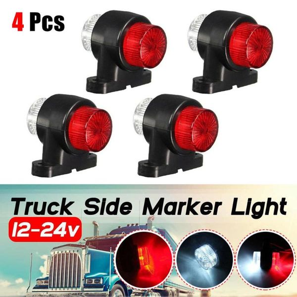 

4 -led red white side marker lights outline lamp car truck trailer van 12-24v csv