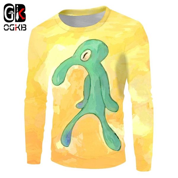 

ogkb new 3d printed bold and brash squid flower sweatshirt men s fun hip-hop streetwear loose long-sleeved shirt oversized 6xl, Black