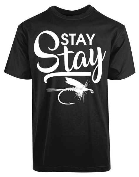 

stay stay fish bait hook fishing season boat ride rod fisherman t-shirt