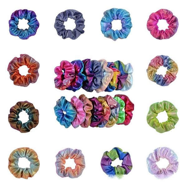 

exquisite 16 color laser fabric hair ring gilding two color gradual change ring head flower festival decoration laser hair band t3i5478