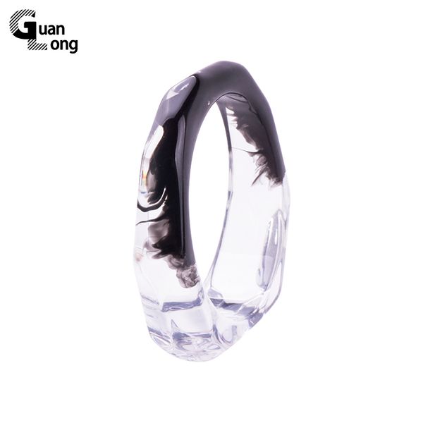 

guanlong fashion geometric irregular transparent chinese art bangles & bracelets for women summer street jewelry, Black