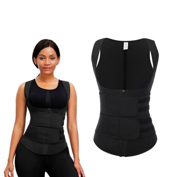 

новые продажи женщины талии тренер корсет на молнии крюк shapewear double control body shaper живот сжигание жира талии cincher, Black;gray