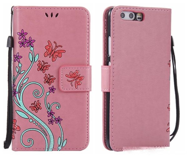 

flip cover for huawei p10 lite plus case luxury lanyard wallet card colorful flower for huawei p10 case flip cover