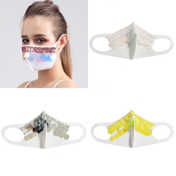 

designer women face mask bling sequins cycling camping travel mask washablecloth masks#545, Black