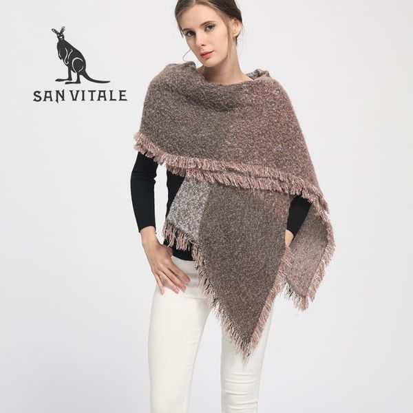 

scarves women shawls and 2021 fashion winter warm large soft wool cashmere plaid scarf for para mujer, Blue;gray