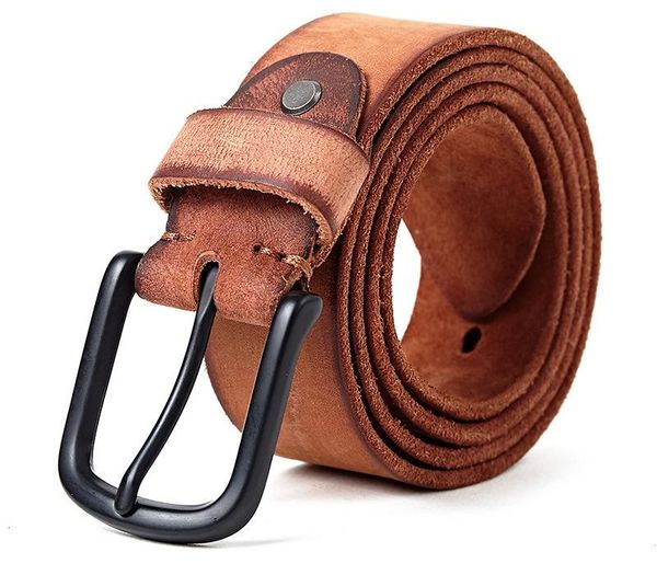 

genuine leather belt mens fashion alloy needle buckle belt women leather cowskin men casual accessories, Black;brown