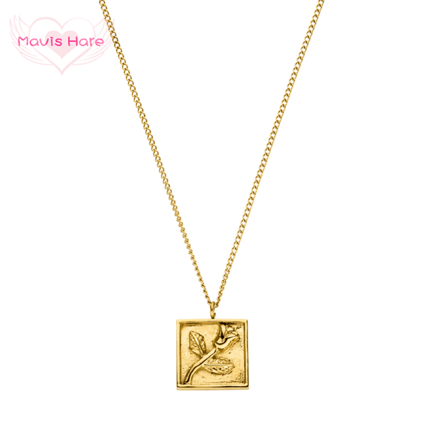

mavis hare lula necklace rose flower pendant necklace with link chain stainless steel for valentine's day, Silver