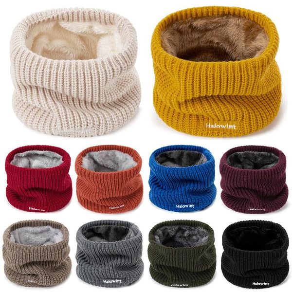 

2020 knitted winter ring scarf collar thick elastic neck scarf for women men soft solid color warm face sheild wholesale, Blue;gray