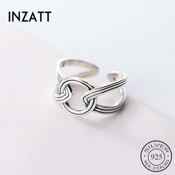 

cluster rings inzareal 925 sterling silver vintage line cross adjustable ring for fashion woman party fine jewelry classic accessories gift, Golden;silver