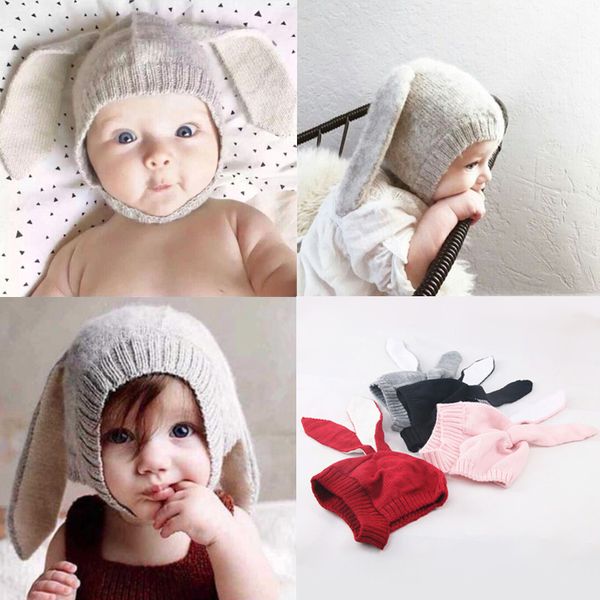 Baby Rabbit Ears Hat Infant Toddler Autunno Inverno Berretti lavorati a maglia per bambini Baby Bunny Beanie Cappelli Accessori Puntelli per fotografia