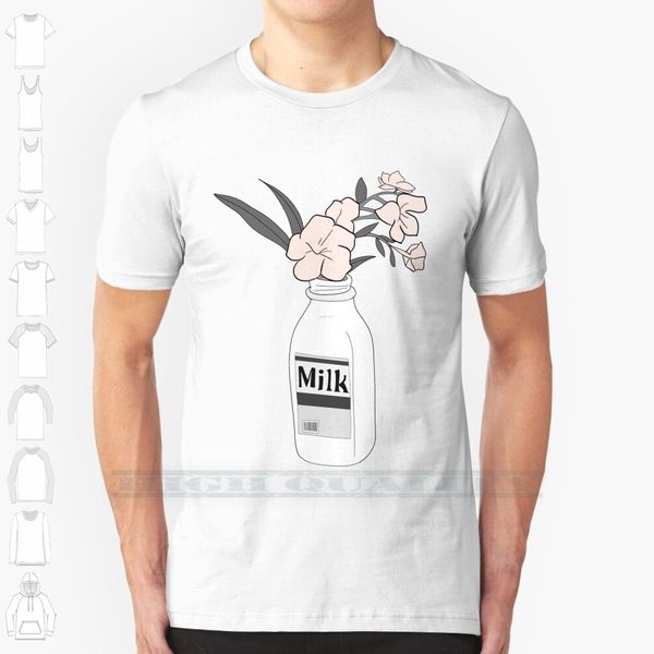 

milk custom design print for men women cotton new cool tee t shirt big size 6xl flower vase minimal simple lines