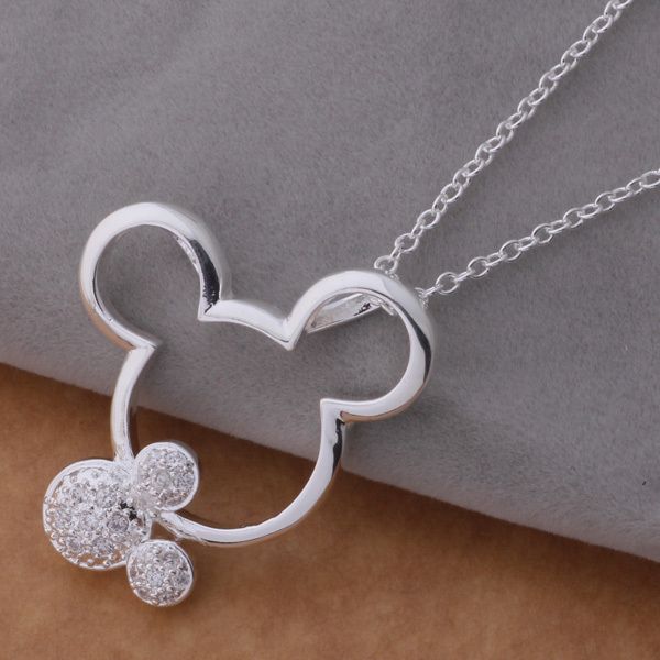 

fashion silver mouse pendant necklace with crystal cute birthday gift for girls classic jewelry factory price