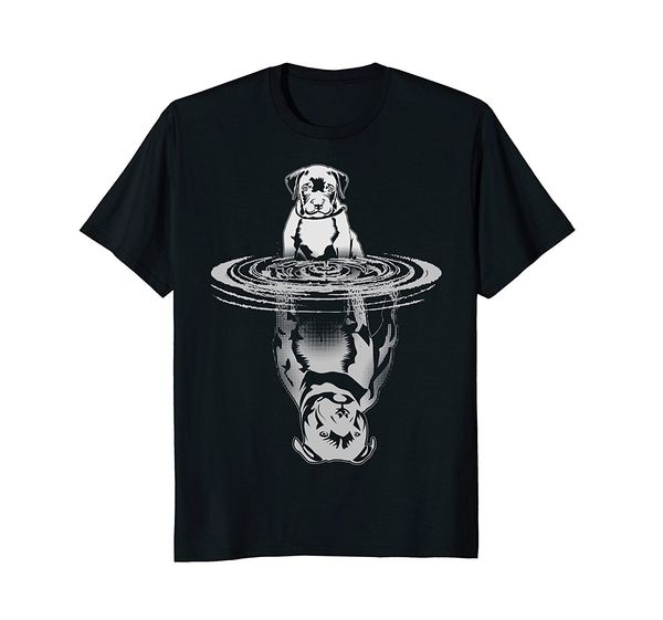 

2019 fashion 100% cotton pitbull puppy mirrored t-shirt men women kids tee shirt