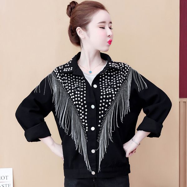 

oushang heavy denim jacket women xintiandi sherpa streetwear trending products 2020 womens jackets and vintage coats, Black;brown
