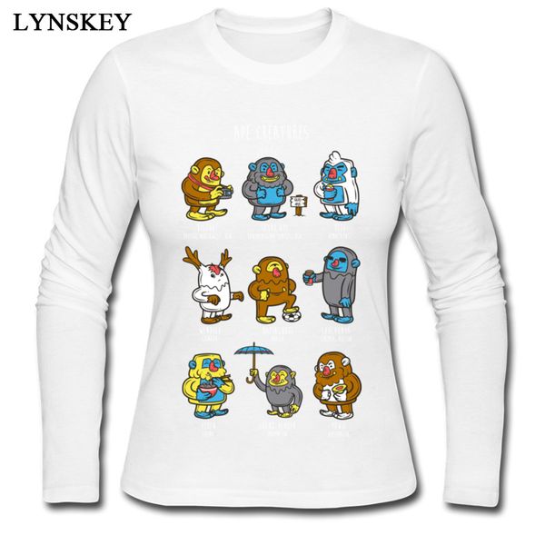 

lynskey t-shirt long sleeve normal funny ape creatures crewneck all cotton women summer/fall shirt normal tee shirt