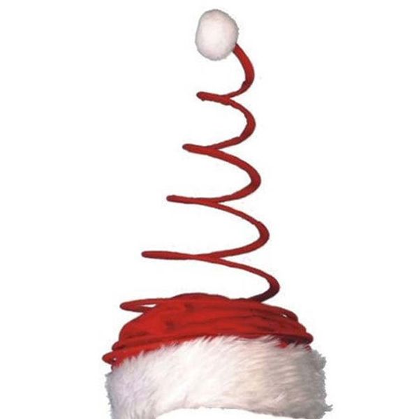 

party hats christmas headwear red and white fun santa hat cap with coil spring