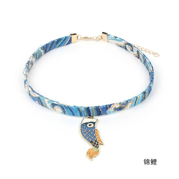 

doreenbeads romantic japanese floral printed choker necklace for women girls accessories sakura pink tassel fan necklace,1 pc, Golden;silver