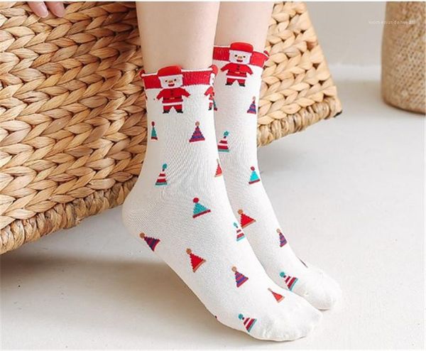 

socks cotton blend breathable size socks casual fashionable womens autumn winter underwear womens cartoon christmas, Black;white
