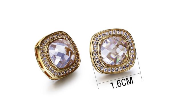 

new fashion square earrings in 4 colors cubic zirconia stones18k gold plated11, Golden;silver
