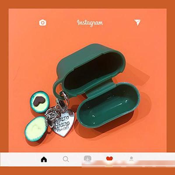 

fruit pendant silicone earphone case for apple airpods 1 2 accessories case protective cover key ring