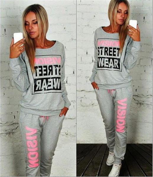 

print hoodies designer 2pcs sports suits fashion casual womens clothing women autumn crew neck tracksuits letter, Gray