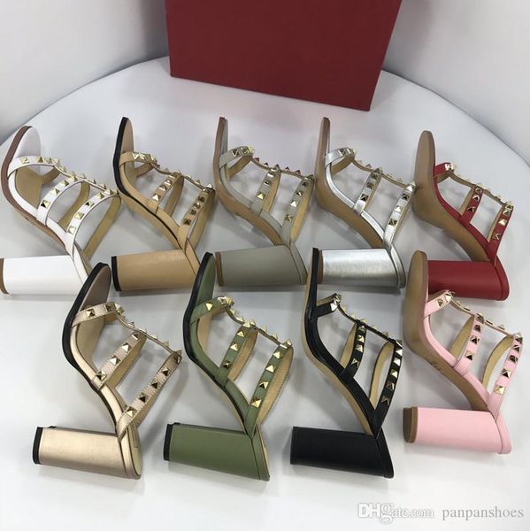 

фирменная женщины кожа высокий каблук sandal дизайнер леди письмо печати кожа лодыжки ремень резиновая подошва сандал yz19012710, Black