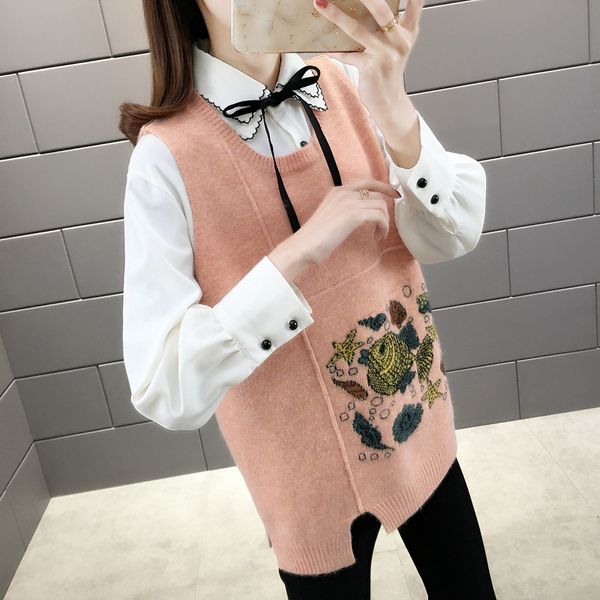 

15668 hall, row 7, no. 3 middle] take a real picture of the new cartoon fish vest 38, Black;white