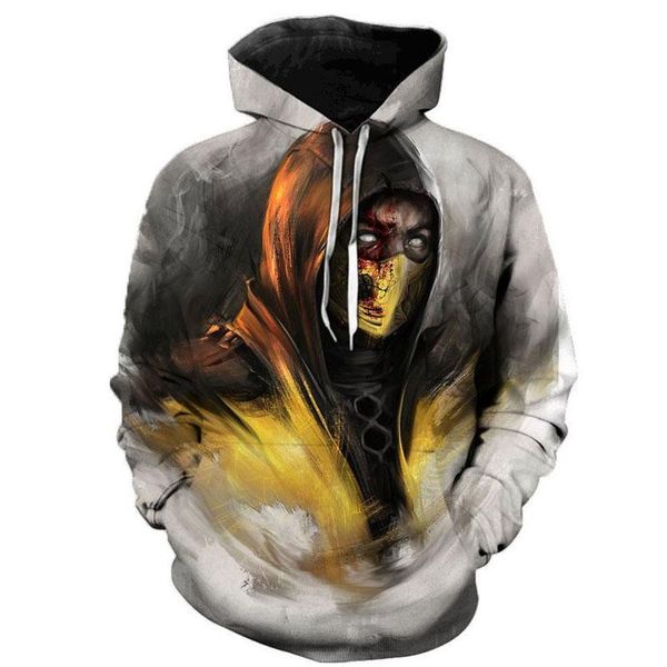 

fashion men/women 3d sweatshirts print mortal kombat 11 hooded hoodies sweatshirts casual streetwear plus size hoodie, Black