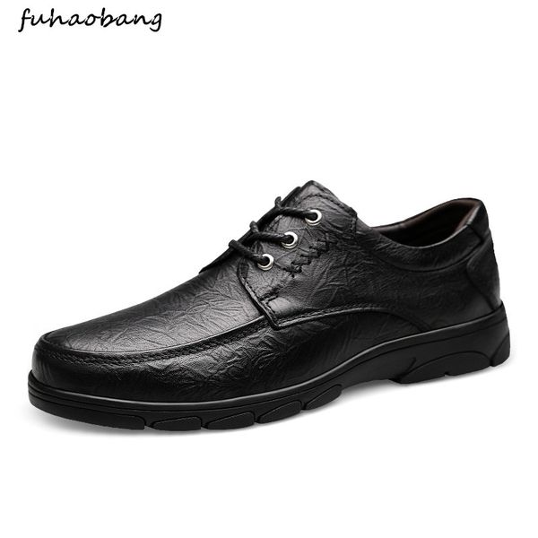

fashion men genuine leather shoes outdoor lace up casual oxfords breathable footwear men soft flat base shoes moccasins, Black