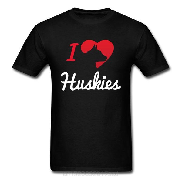 

i love huskies t shirt mens t-shirt lovely design tshirts for men valentines day custom cartoon tees cotton clothes black