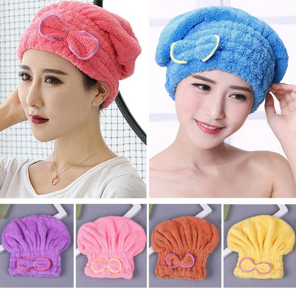 

quick hair drying bath towel hair bath spa bowknot wrap towel thicken shower hat cap for bathroom accessories