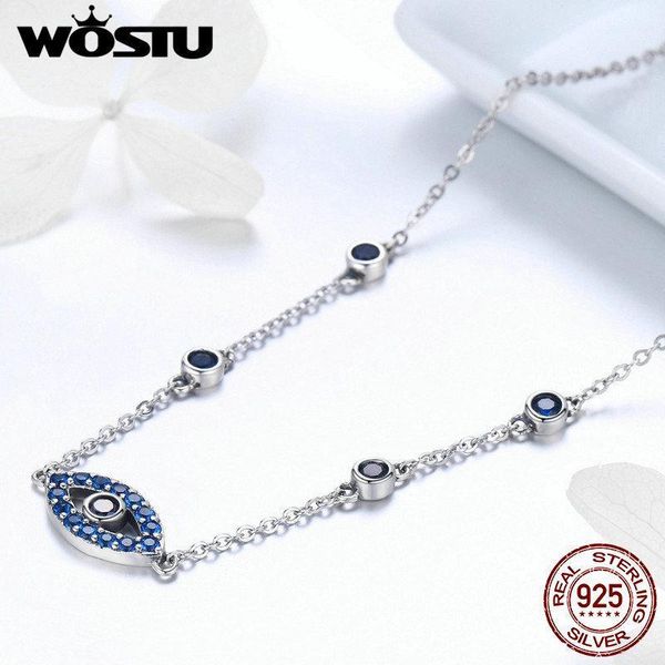 

wostu sale sterling silver vintage lucky eyes chains necklace for women original silver brand jewelry birthday gift fin300, Golden;silver
